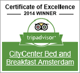 CityCenter Bed and Breakfast Amsterdam Award 2014